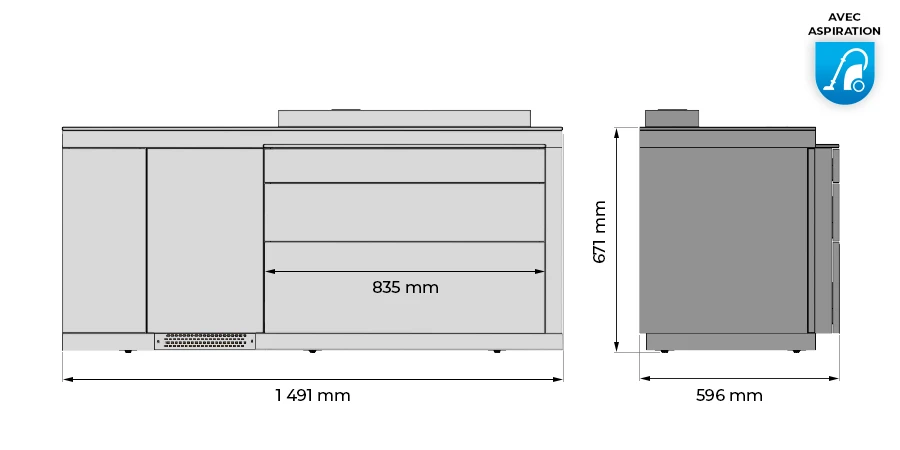 dimensions avec aspiration