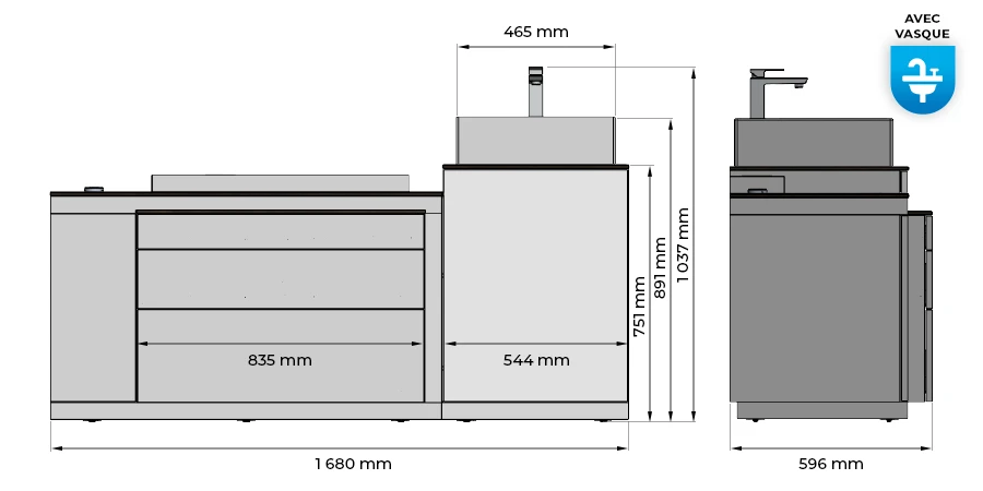 dimensions avec vasque
