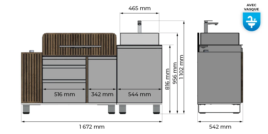 dimensions avec vasque du latti