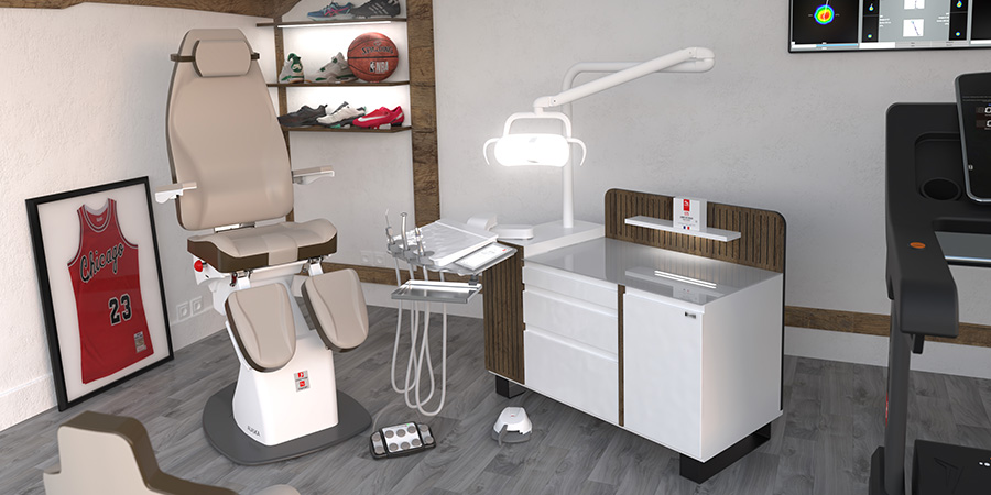 simulation 3D de l'unit se soins Latti dans un cabinet de podologie