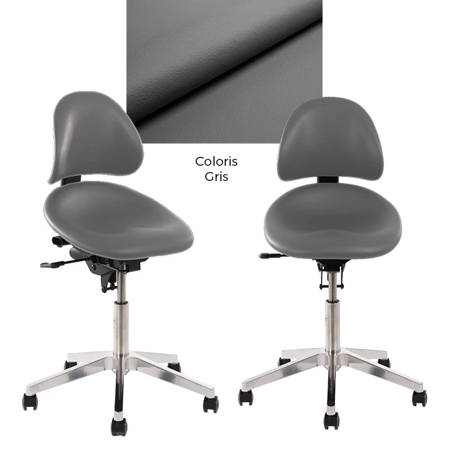 siège praticien support en coloris gris