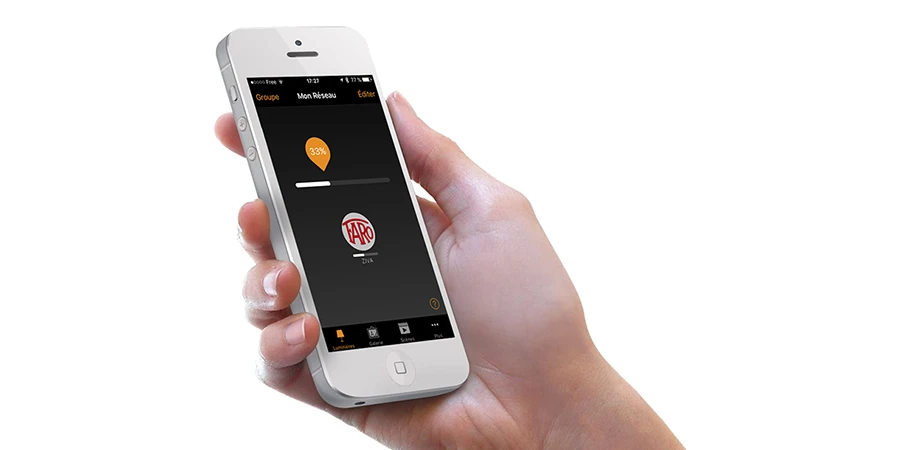 application de l'éclairage DIVA ouverte sur un téléphone