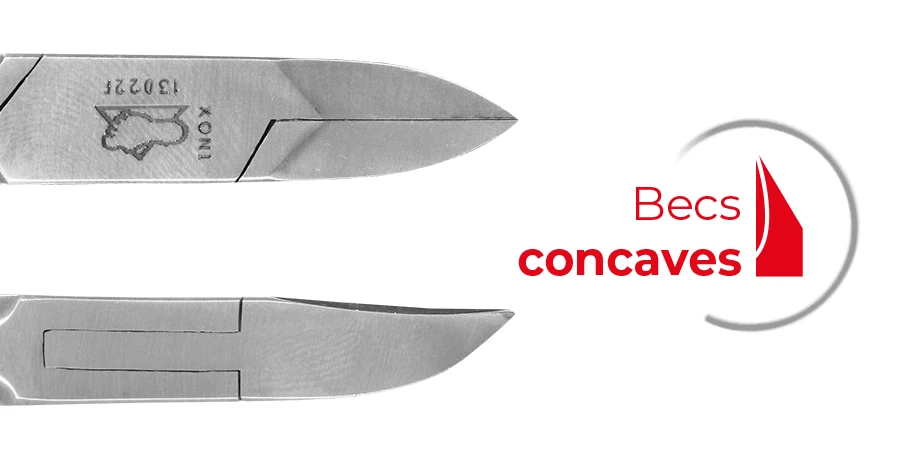 zoom d'une pince à ongles bec concave 