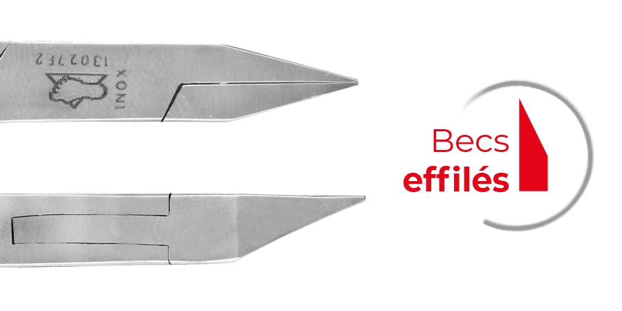 zoom pince à ongles incarnés avec bec effilé