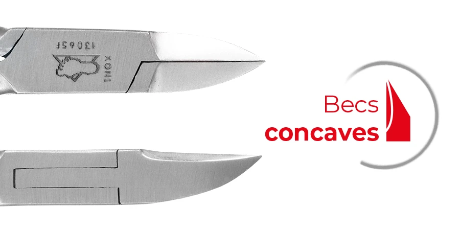 gros plan sur une pince à ongles bec concave deux ressorts