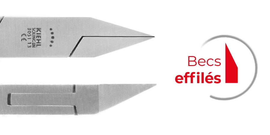 zoom sur la pince à ongles incarnés à bec droit Kiehl 