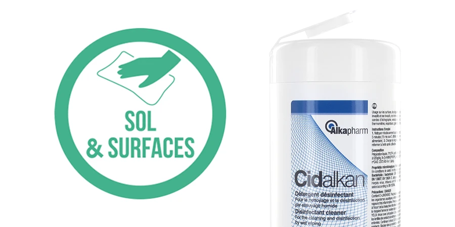 zoom sur la boîte distributrice de lingettes Cadalkan
