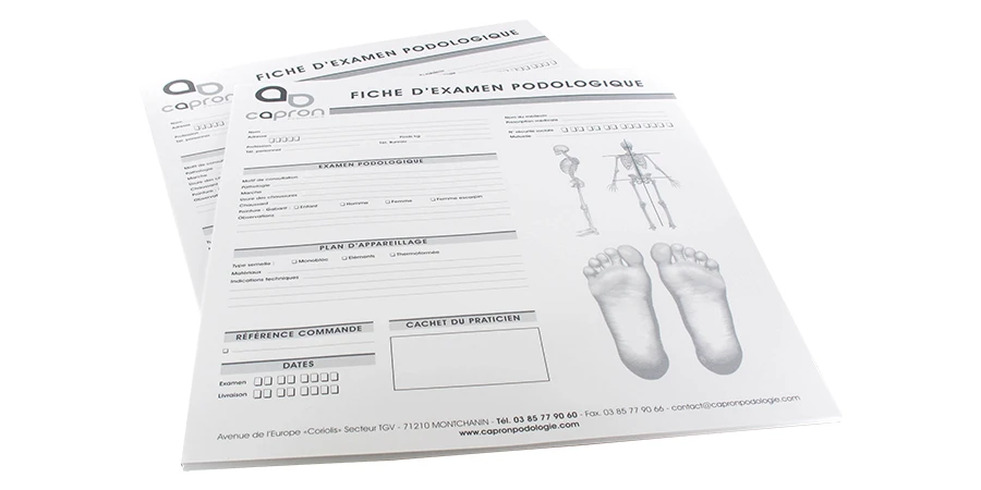 fiche d'examen podologique