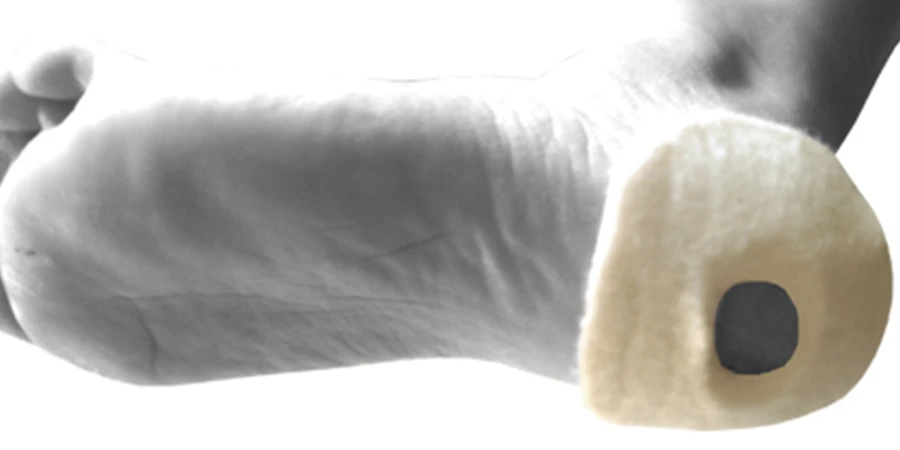 protection plantaire en feutre beige vue de dessous