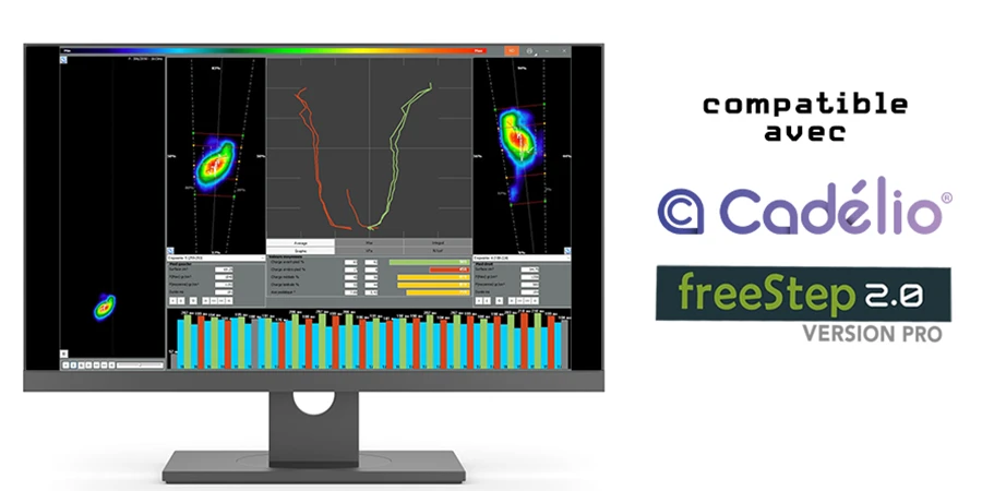 logiciel freestep ouvert sur un ordinateur et c'est écrit qu'il est compatible avec cadélio