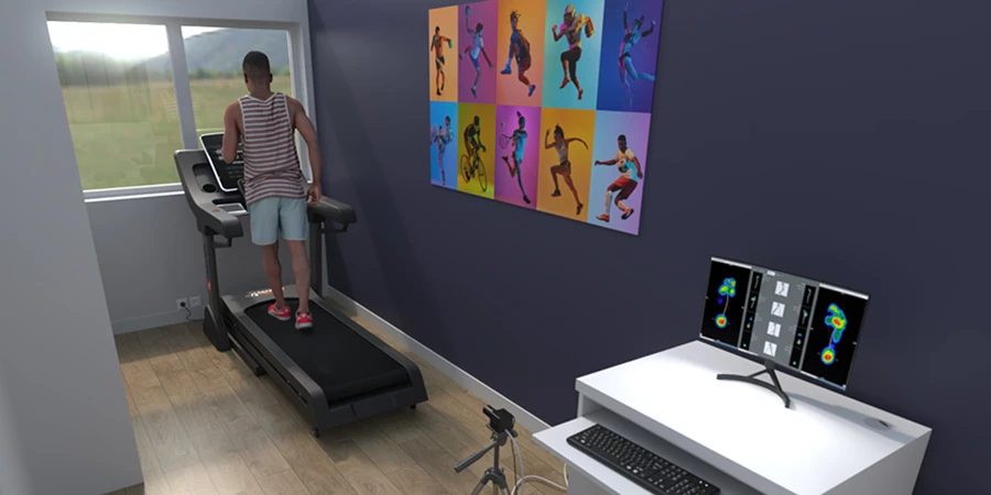 runtime dans un cabinet de podologie, on voit le tapis et un bureau avec un ordinateur