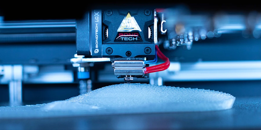 fil d'impression 3D sur une semelle