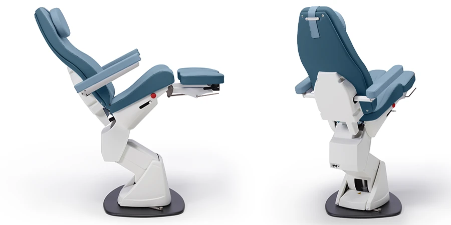 le fauteuil Alaska élevé au maximum vu de profil et de dos