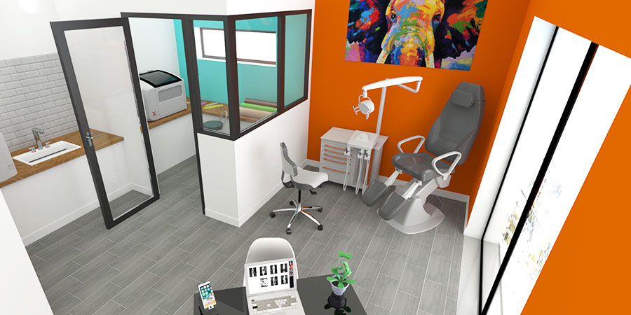 simulation 3D de l'unit atlas dans un cabinet de pédicurie