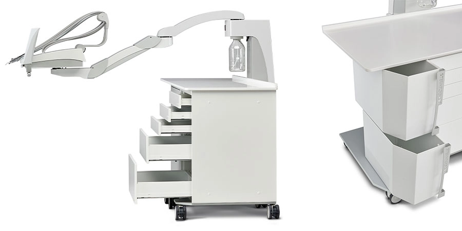 tiroirs ouverts sur l'unit de soins deneb