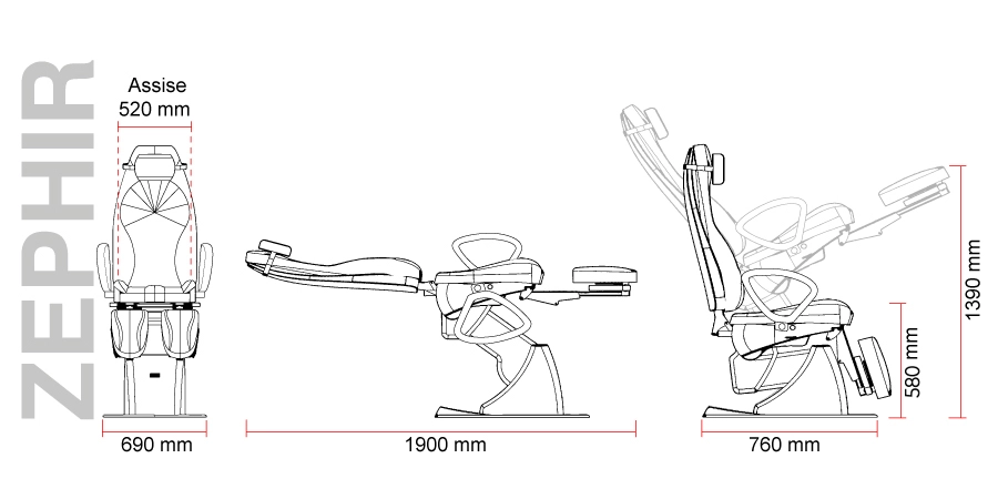 dimensions du fauteuil patient zephir