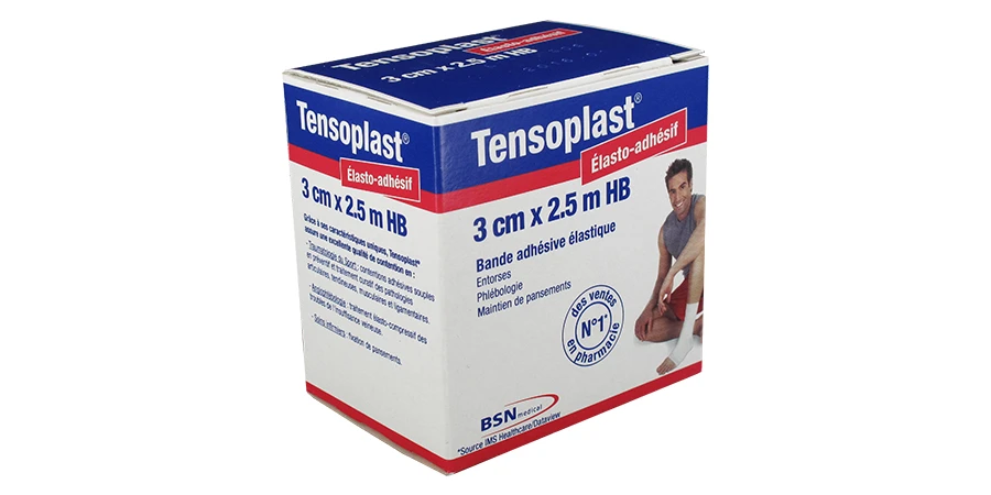 une boîte de Tensoplast bande adhésive 3 x 2.5cm